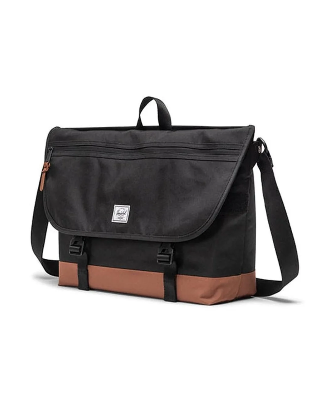 Herschel - Cove Messenger Laptop Bag in Black/Saddle Brown
